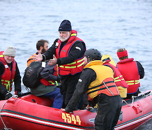 Men in an inflatable boat