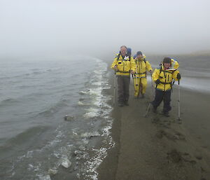 Maria, Colin and Matt walking along the east coast