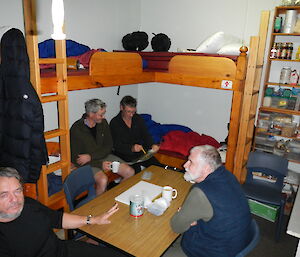 Jim, Dave, Gary and Gunny at Bauer Bay Hut