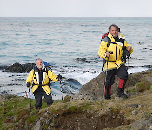 Gunny and Jim walking along the east coast