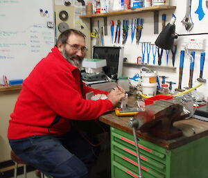 Ray the electrician in his workshop