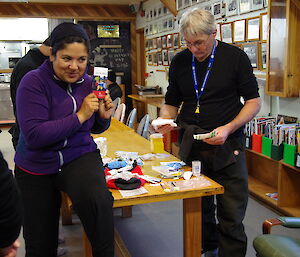 Mel with the first aid training manual