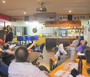 Expeditioners participate in a quiz night