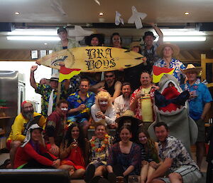 A posed group shot of the Beach Party-goers