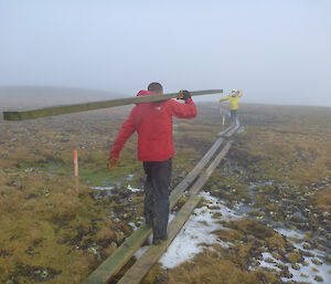 Andrew and Jim extending the boardwalk