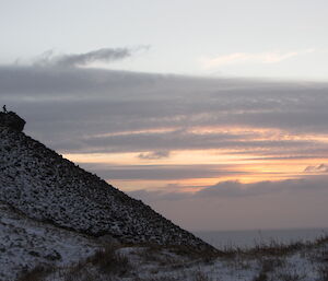 Dog Handler, Steve, enjoys the last few moments of daylight