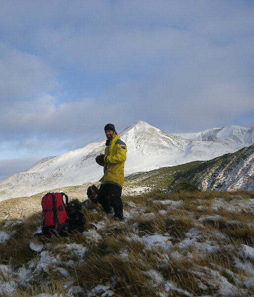 Expeditioner on a mountain