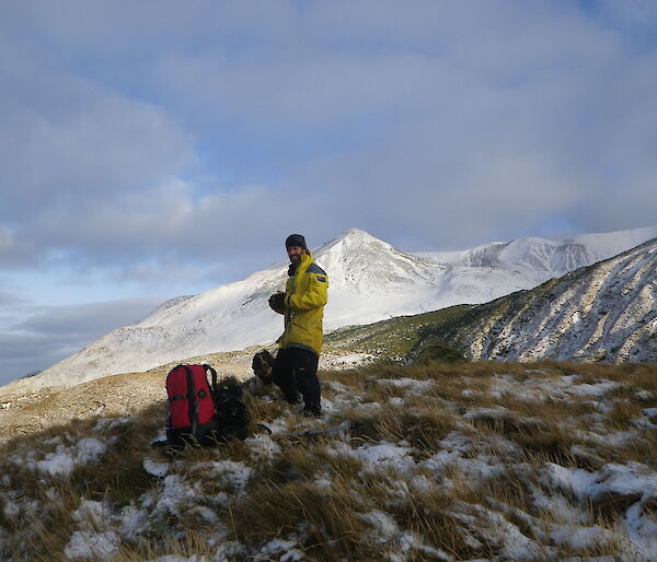 Expeditioner on a mountain