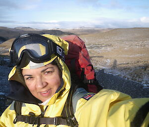 Mel trekking home from Bauer Bay