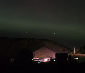 Faint Aurora over station