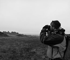 Richard taking photos (black and white)