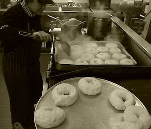 Maria cooking bagels