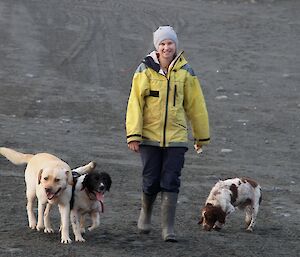 Karen walking the dogs