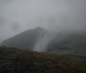 Strong winds blowing water ‘up’ the gully