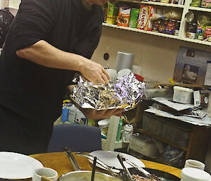 Dave at Hurd Point cooking breakfast