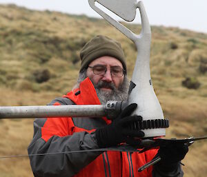 Ray working on the wind turbine