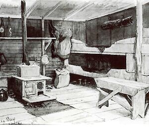 Lusitania Bay Hut interior 1880