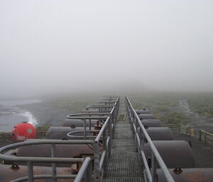 Fuel farm on a misty day