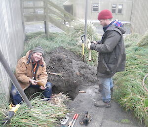 Tom and Robby repairing the leak