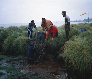 Sometimes supplies would land in a seal wallow when using parachutes in 1984