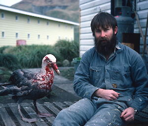 The doctor with an injured but very friendly giant petrel in 1984