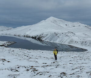 Dave B with Mount Waite in the distance