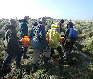 Testing the stretcher and the wheel that supports it