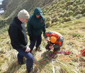 Stu, Dave and Cam secure lines during search and rescue training