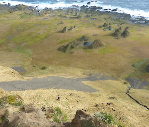 Rock stacks on feather bed west coast