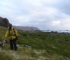 Stephen and Katie (the dog) near Davis Point Hut