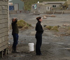 Dave and Lauren orca watching from station