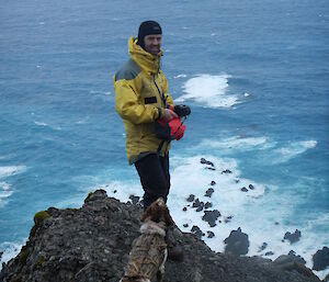 Steve and Katie (dog) overlooking the water