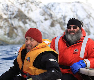 Seaman Robby and Master Ray in a small boat