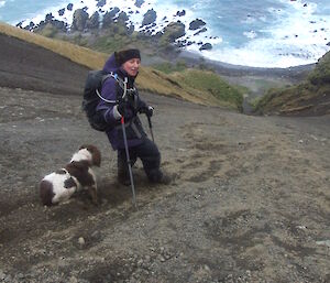 Dana and Joker (dog) on Hurd Point jump down