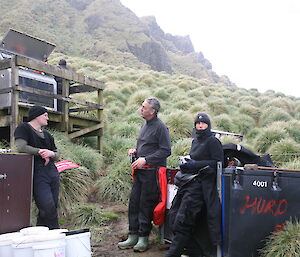 Jack, Greg and Jane taking a coffee break at Hurd Point