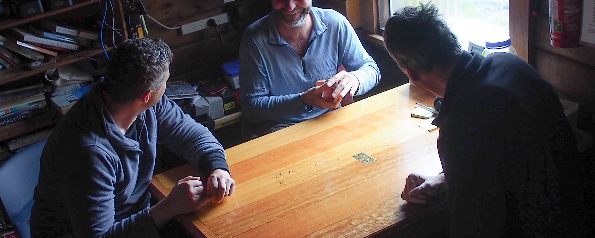 Charles, Stu and Greg playing cards at Green Gorge