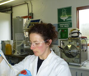 Lauren preparing samples for nutrient analysis