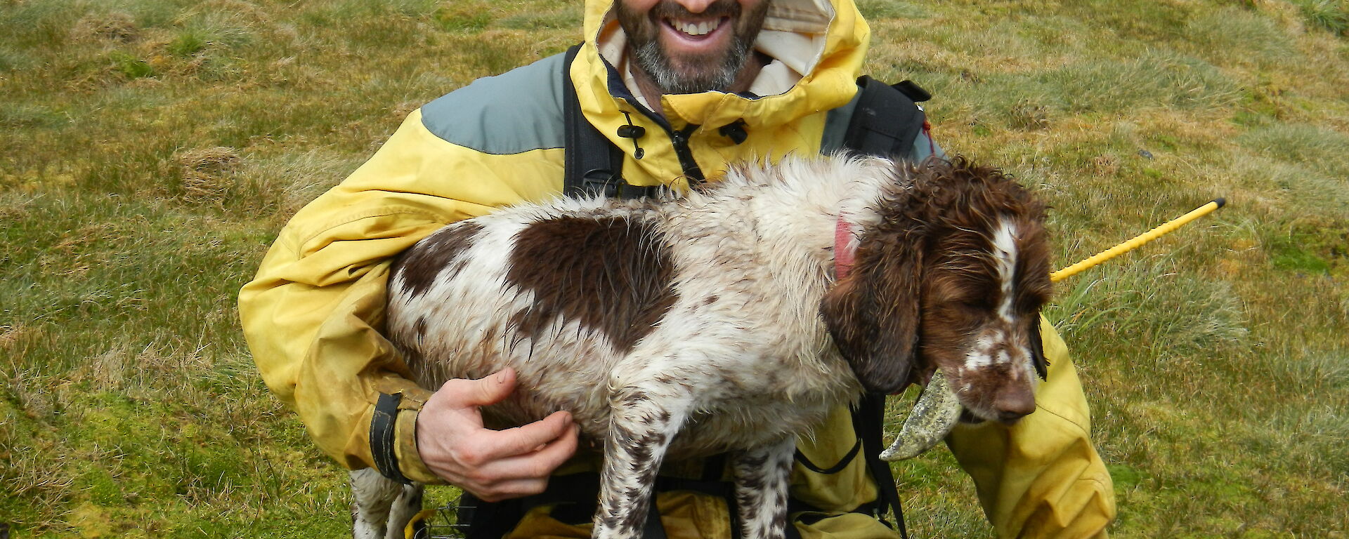 Steve and Katie (the dog) on his lap