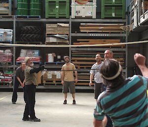 Game of volleyball in the green store