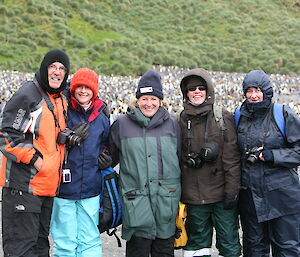 Tourists from the Spirit of Enderby, John, Kerry, Helen and Megan with Narelle (middle)