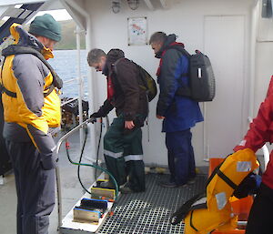 Boot cleaning on the ship