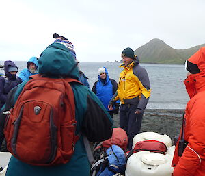 Richard, Ranger in Charge briefing the tourists on environmental considerations on the beach