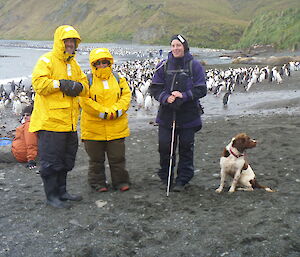 Tourists at Sandy Bay meet Dana the MIPEP hunter and Joker the dog