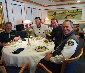 Jim, Richard, Tom and Paul dining on the Orion