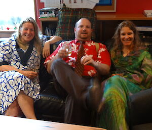 Narelle, Matt and Anna in their special outfits for Tom and Pete’s birthday