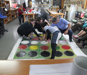 Karen, Andrew, Paul and Lauren playing Twister