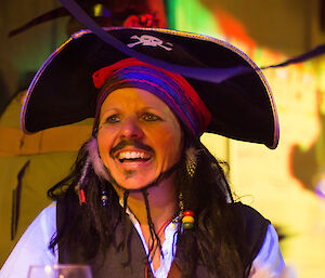 Corrine dressed as the pirate Jack Sparrow from the film Pirates of the Carribean
