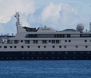 Large tourist vessel at Macquarie Island