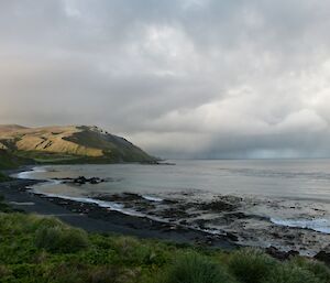 Coastal view showing both mountains, slopes and ocean