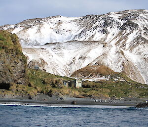 Hut close to the waters edge, from the sea looking towards the coast